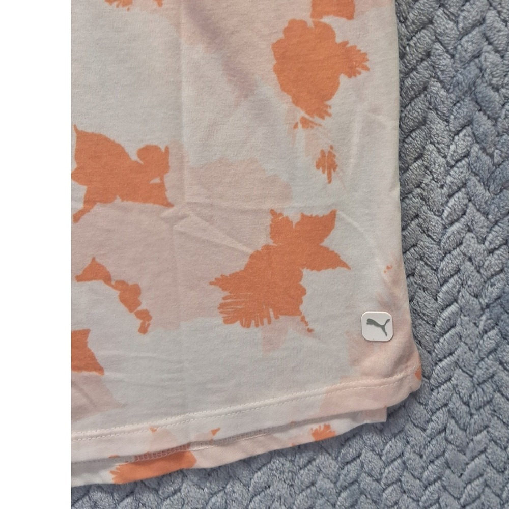 Puma Golf Womens Sleeveless Polo Shirt Orange Pink Floral Print Size S Tennis - Picture 2 of 6